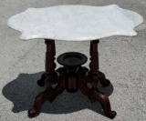 Turtle Back High Victorian Style Marble Top Window Table