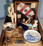 Tray Lot of Collectibles with Bathing Beauties Figurines, Porcelains, and More