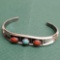Vintage Pawn Sterling Silver Turquoise & Red Coral Un-Signed Navajo Native American Cuff Bracelet