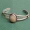 Vintage Pawn Sterling Silver & Mother Of Pearl Un-Signed Navajo Native American Cuff Bracelet