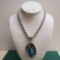 Vintage Pawn Sterling Silver & Turquoise Un-Signed Native American Pendent On Heavy Rope Chain