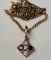 14K Yellow Gold Necklace with Ruby & Diamond Pendant