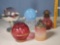 6 Pcs Antique Glass - Cranberry, Hobbs Opalescent, Mercury Glass, Lightning Balls & More