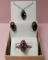 Signed Judith Jack Sterling with Garnet & Marcasite 3 pc. Suite