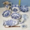 9 Pcs Blue Onion, Alpine Lace and Related Flow Blue China