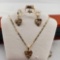 10K Trigold 3 Pc Suite Necklace Earrings & Ring