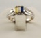 14K White Gold & 3 Colored Stones Blue Clear & yellow