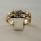 Retro 1970s Vegas Wedding Set 10K Yellow Gold Nugget With Diamond Chip.