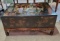 Vintage Asian Black Lacquer Table with Gold Hand Painted Decoration