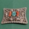 Vintage Pawn Sterling Silver Turquoise & Red Coral Un-Signed Navajo Native American Buckle