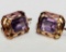 Pair of 14K Yellow Gold And Amethyst Ear Rings