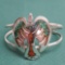 Vintage Pawn Frankie Dan Native American Silver w/ Crushed Turquoise & Coral Cuff Bracelet