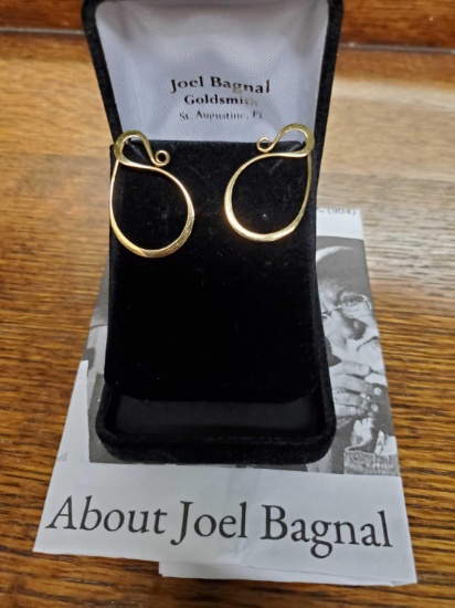 Contemporary Aritisan 14k Gold Earrings by Joel Bagnal of St. Augustine