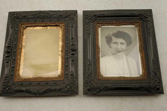 Two Victorian Era Gutta Percha Cabinet Card Frames