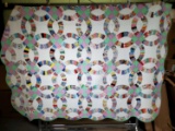 Vintage Hand Made Wedding Ring Quilt