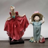 Royal Doulton Delight HN 1772 Little Lady and Make Believe HN 2225 Girl Bone China Figurines