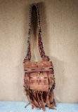 Antique Leather Bandolier Bag with Quill Decoration
