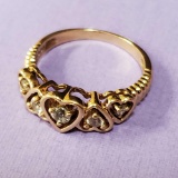 14K Yellow Gold & CZ Heart Ring