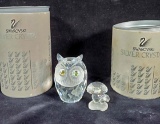 Owl & Mushroom Swarovski Figurines in Orig. Boxes