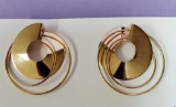 14K Yellow Gold Modern Art Stud Earrings