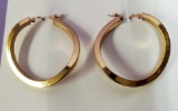 18K Yellow Gold Modern Art Hoop Earrings