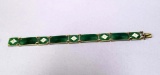 Volmer Bahner Denmark Sterling Silver Apple Green & White Guilloche Enamel Art Deco Bracelet