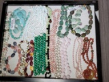 Tray of Polished Stone & Glass Beads