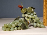 2 Bunches Of Hand Carved Serpentine Jade Grapes & Leaves