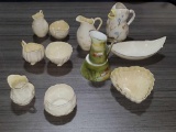 Belleek, Royal Bayreuth Creamers and Sugars, Blue Ridge and Lenox Porcelains