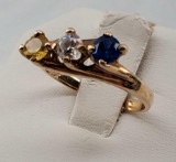 10K Yellow Gold & Citrine, CZ & Topaz Ring