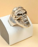 Men's Sterling Silver Biker Skull Ring