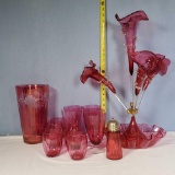 15 Pcs of Cranberry Glass