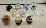 Lot Of 11 Art Glass Paperweights 4 Signed