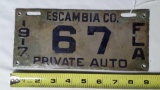 1917 Escambia Co FLA Private Auto License Plate