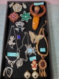 Tray of Vintage & Signed Costume Jewelry