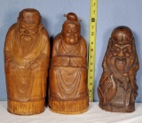 3 Asian Bamboo Carvings of Elders