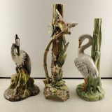 3 Majolica Pottery Birds