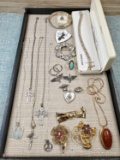 Tray of Vintage Sterling Silver Jewelry