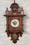 German Mauthe Freeswinger Antique Wall Regulator Clock With Mixed Wood Case