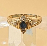 14k Gold Sapphire & Diamond Ring