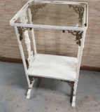 Cast Iron And Brass Two Tier Stand With Glass Top