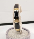 Asian 10k Yellow Gold with Faceted Black Onyx