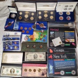 Colorized and Plated US Coin and Currency Collection, Most with Display Cases or Boards