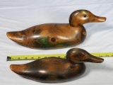 Pair Of J.B Garton Hand Carved Grain Decorated Duck Decoys