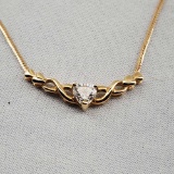 !4K Yellow Gold And Heart Cut CZ 16