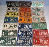 21 Vintage Florida License Plates, 1958-1997