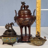 3 Vintage Chinses Bronze Censers