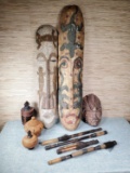 10 Pcs. of Hand Crafted Indonesian Items incl. Dart Guns, Baskets, Etc.