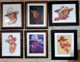 6 Framed Western Portrait Art Prints by Richard Baker
