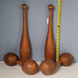 1920s Fitness Wooden Dumbells and Pins